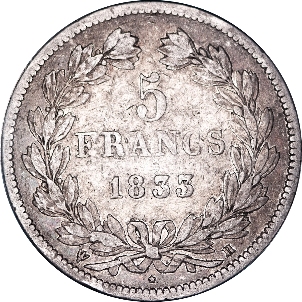 5 Francs Ecu Louis-Philippe 1833 La Rochelle
