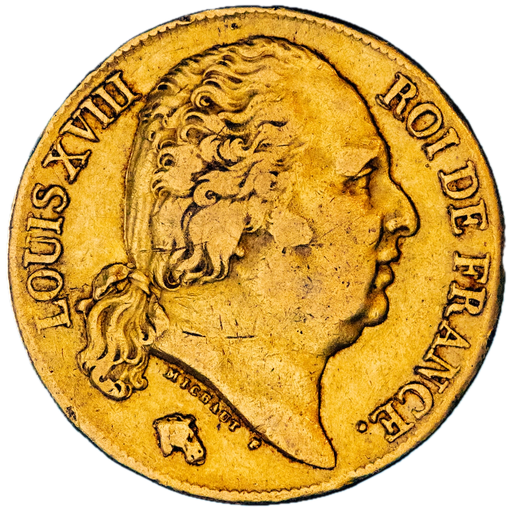 Restored monarchy - 20 Francs gold Louis XVIII 1818 Nantes