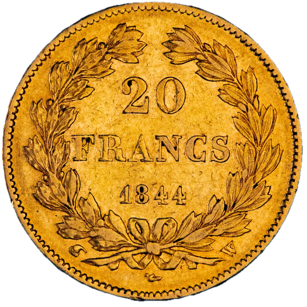 Restored Monarchy- 20 Francs Gold Louis-Philippe 1844 Lille