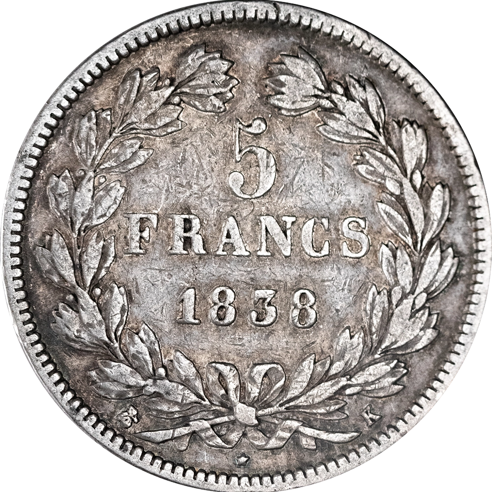 Constitutional Monarchy - 5 Francs Ecu Louis-Philippe 1838 Bordeaux