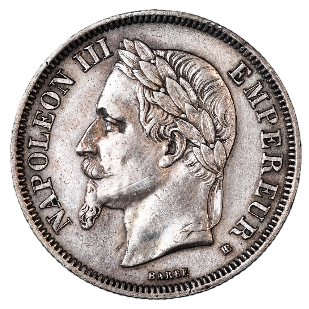 Second Empire 2 Francs Napoleon the third 1866 Strasbourg