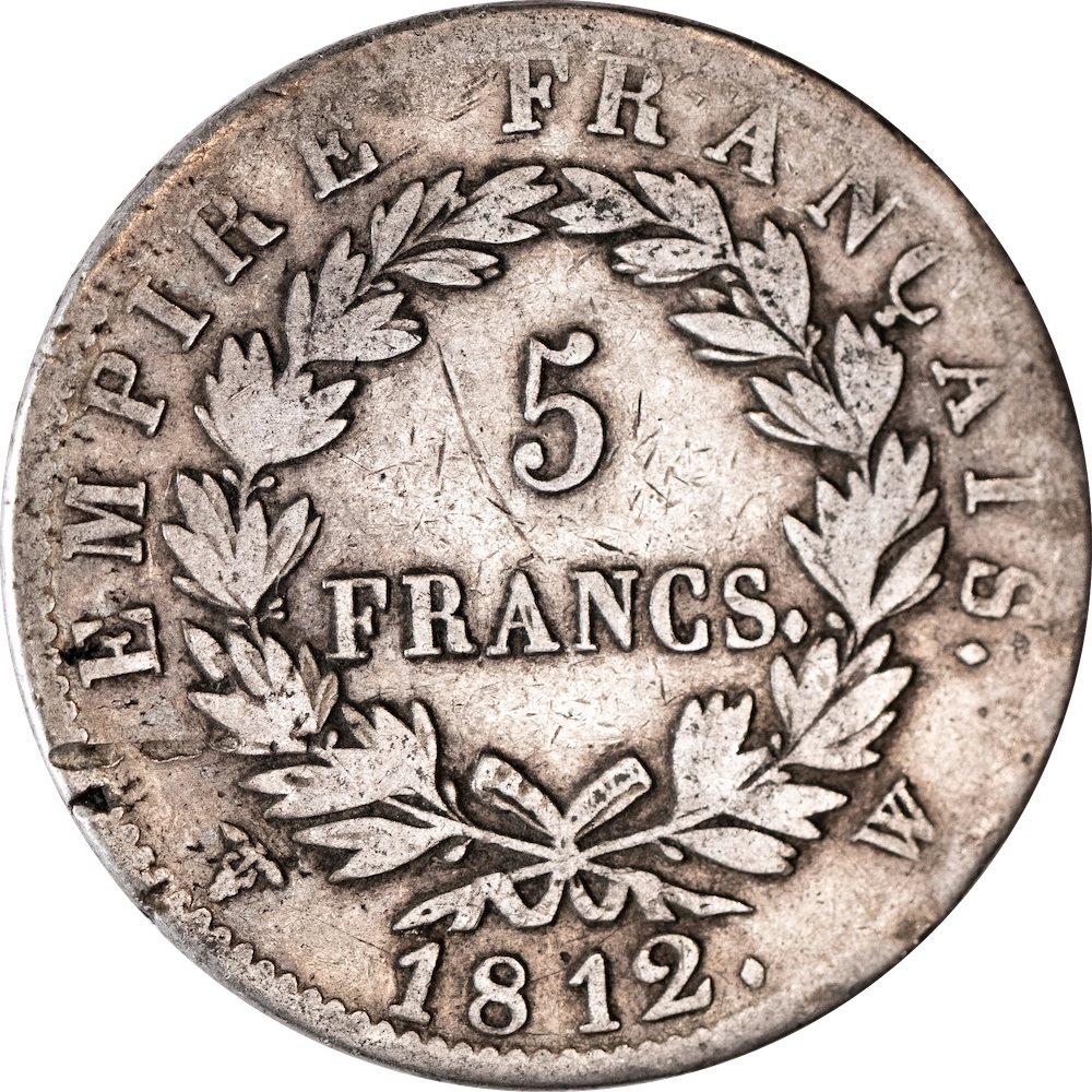 First Empire 5 francs Napoleon the first 1812 Lille