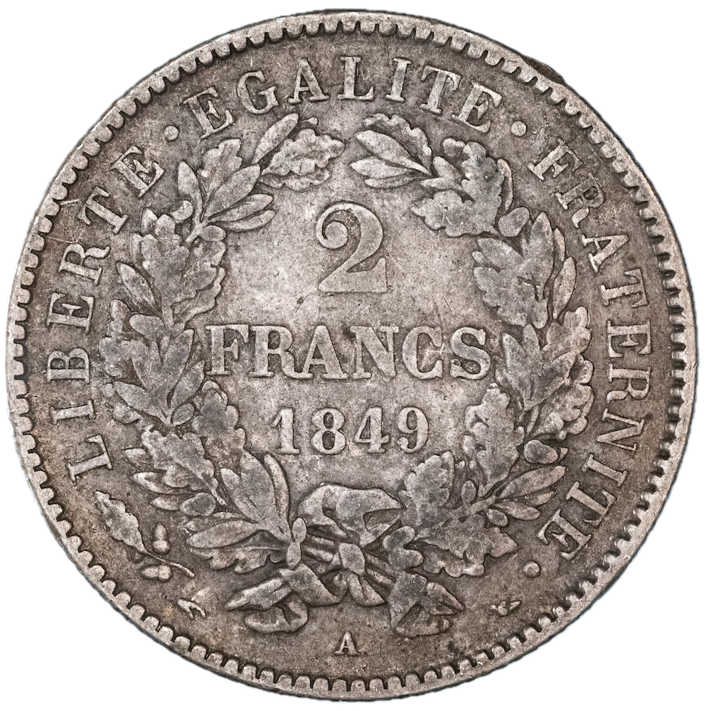 Second Republic 2 Francs Cérès 1849 Paris