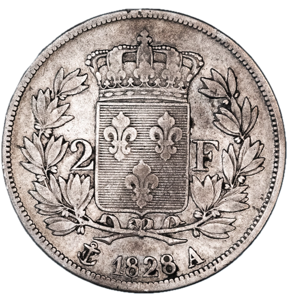 Coin 2 francs Charles X 1828 Paris