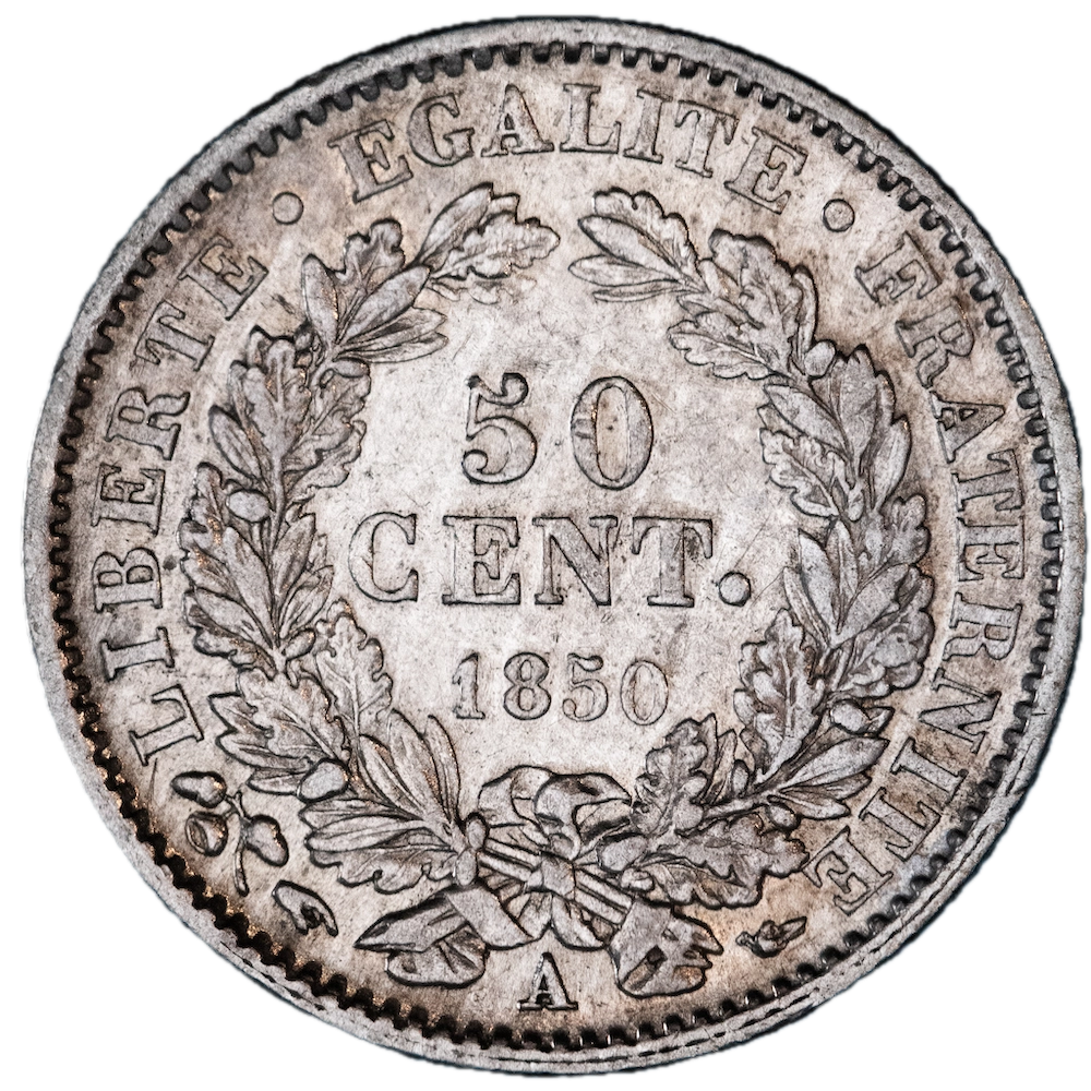 Second Republic 50 cent Cérès 1850 Paris