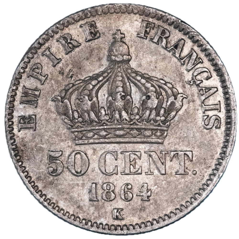 Second Empire 50 cents Napoleon the third 1864 Bordeaux