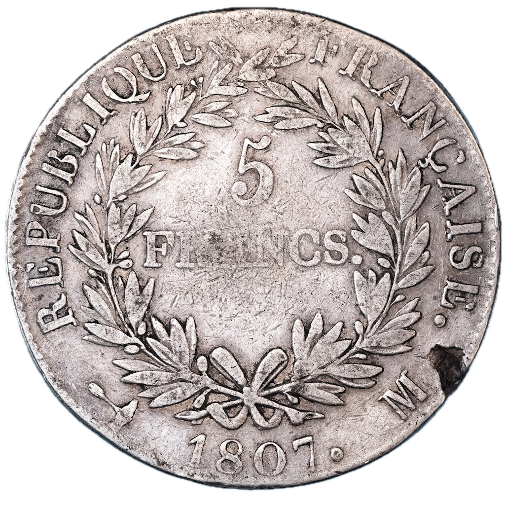 Coin: Premier-Empire-Napoléon Ier-5 francs 1807 Toulouse