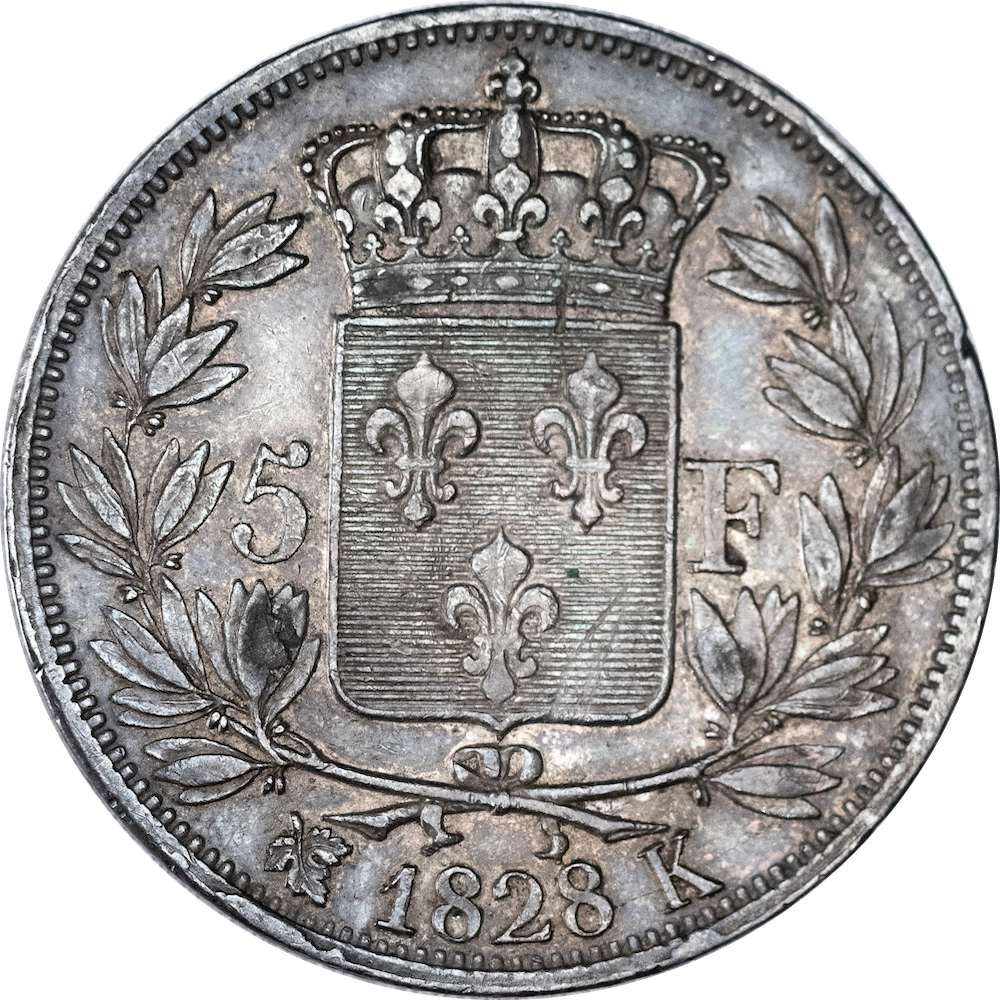 Restored Monarchy - 5 Francs Charles X 1828 Bordeaux