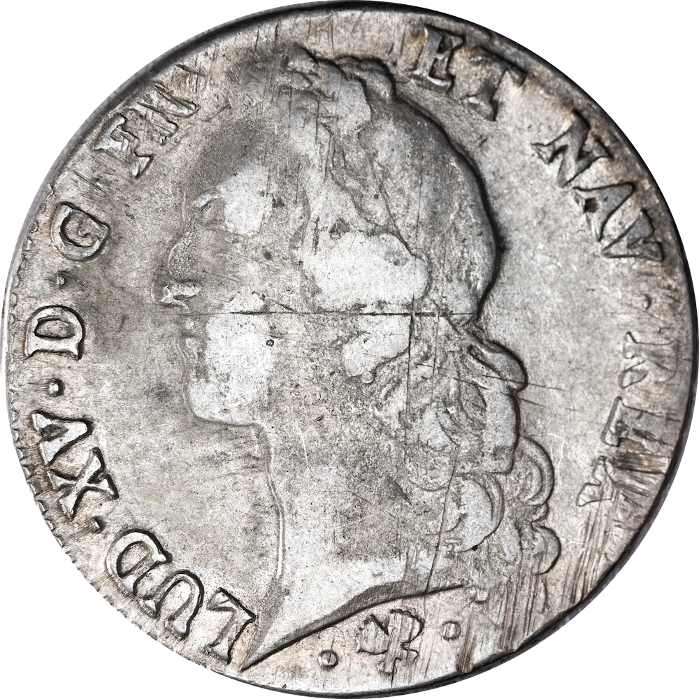 Kingdom of France - Louis the 15th Ecu with headband 1763 Bayonne