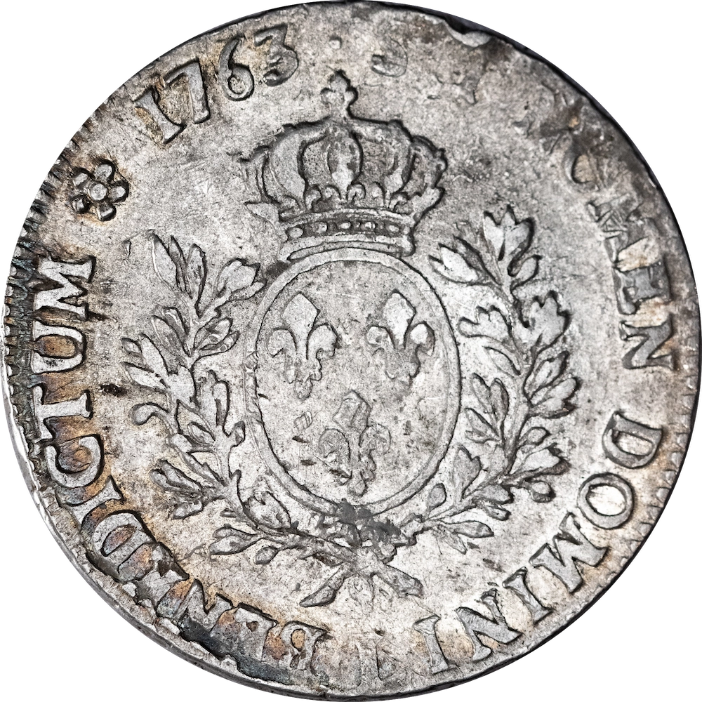 Kingdom of France - Louis the 15th Ecu with headband 1763 Bayonne