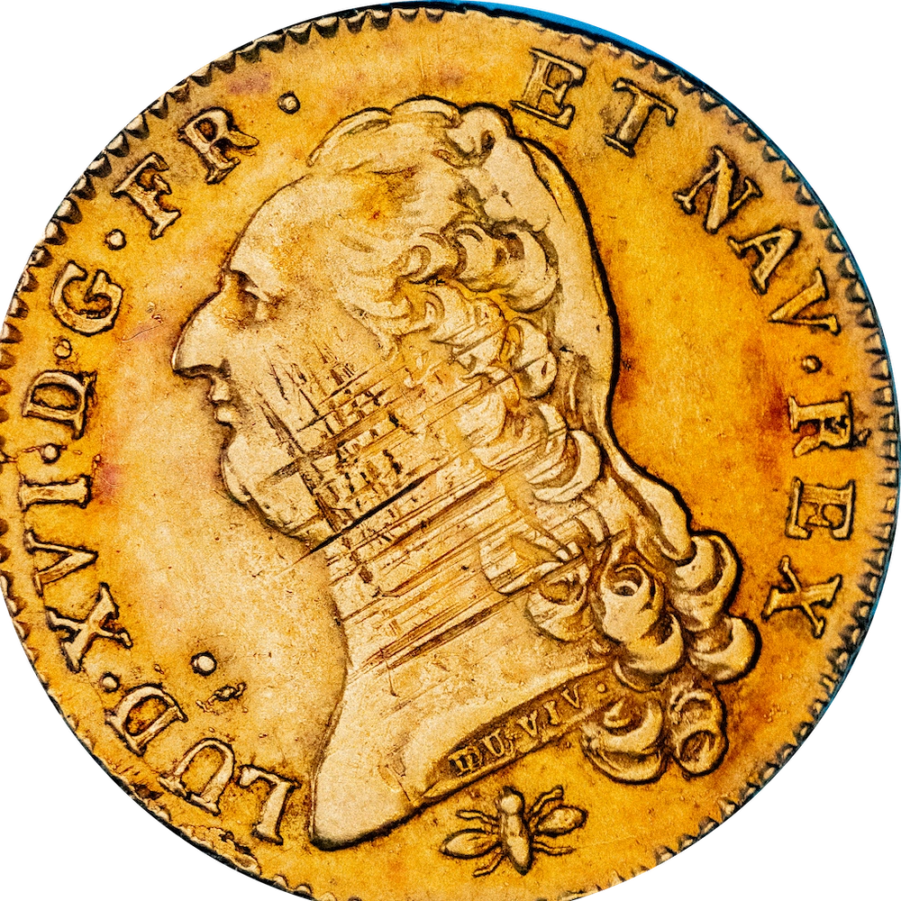 Kingdom of France - Double Golden Louis With shields attached 1787 Lyon