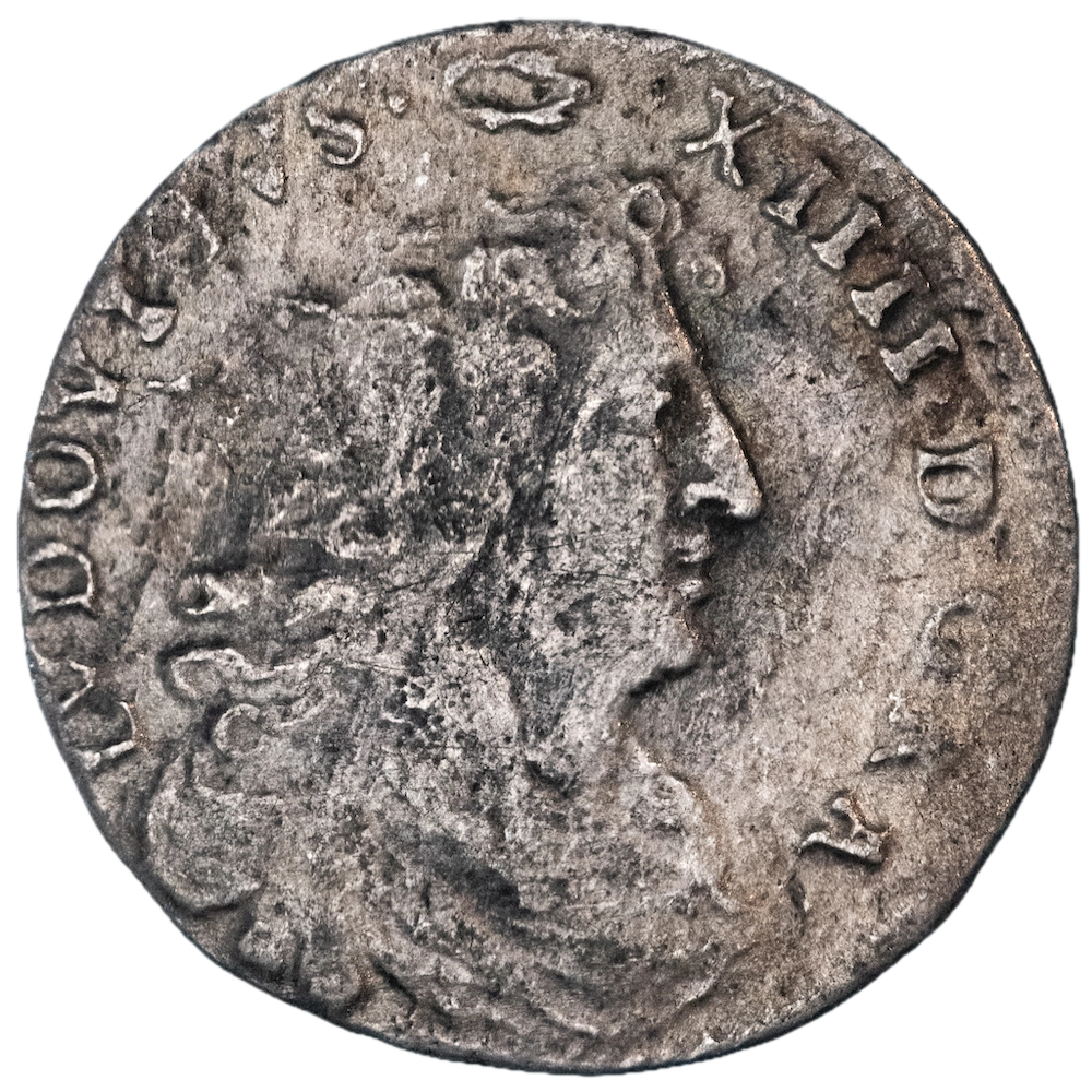 Pièce de monnaie : Louis XIV-Quatre sols à la croix formée de lis - 1675 - Paris