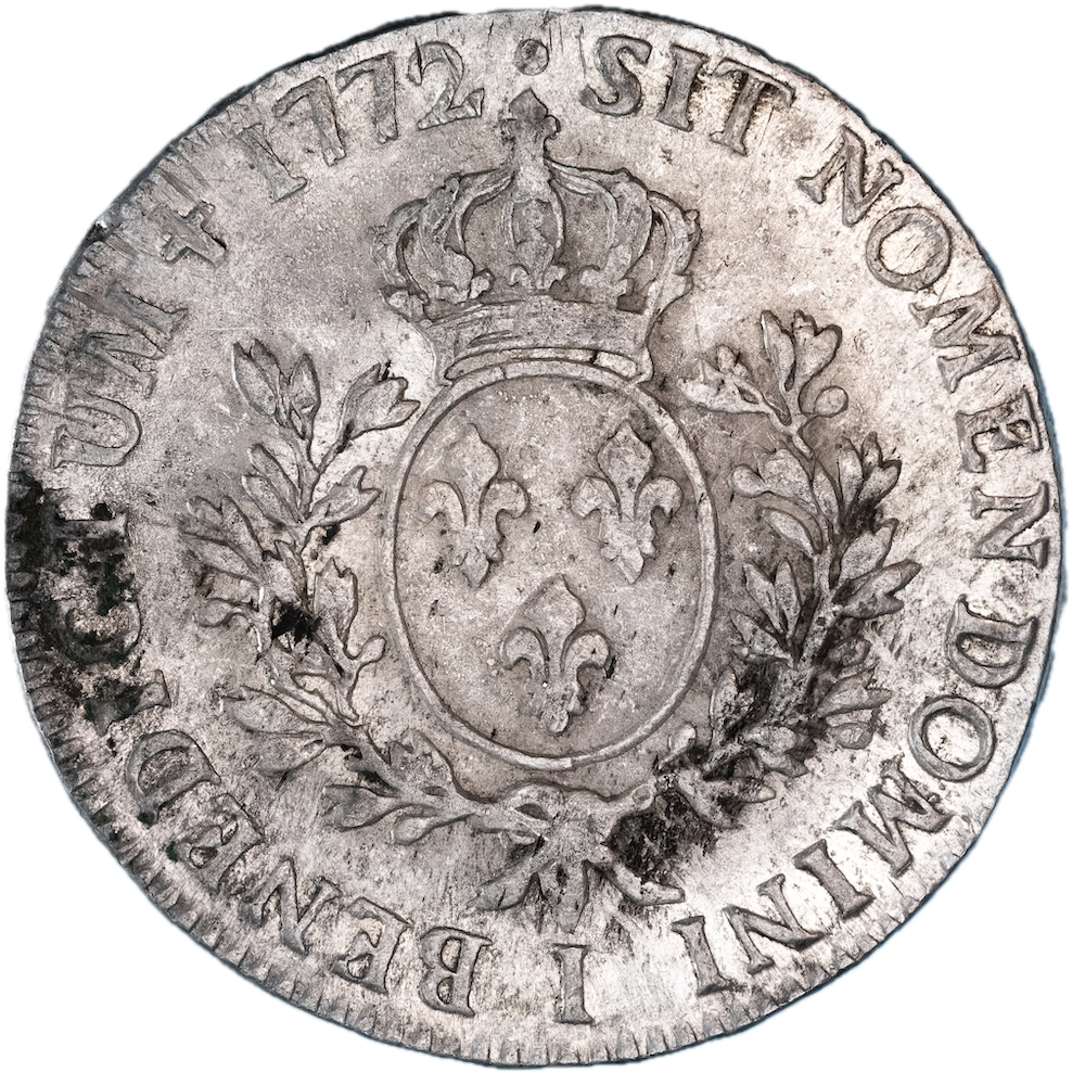 Kingdom of france Ecu Louis the 15th old head 1772 Limoges