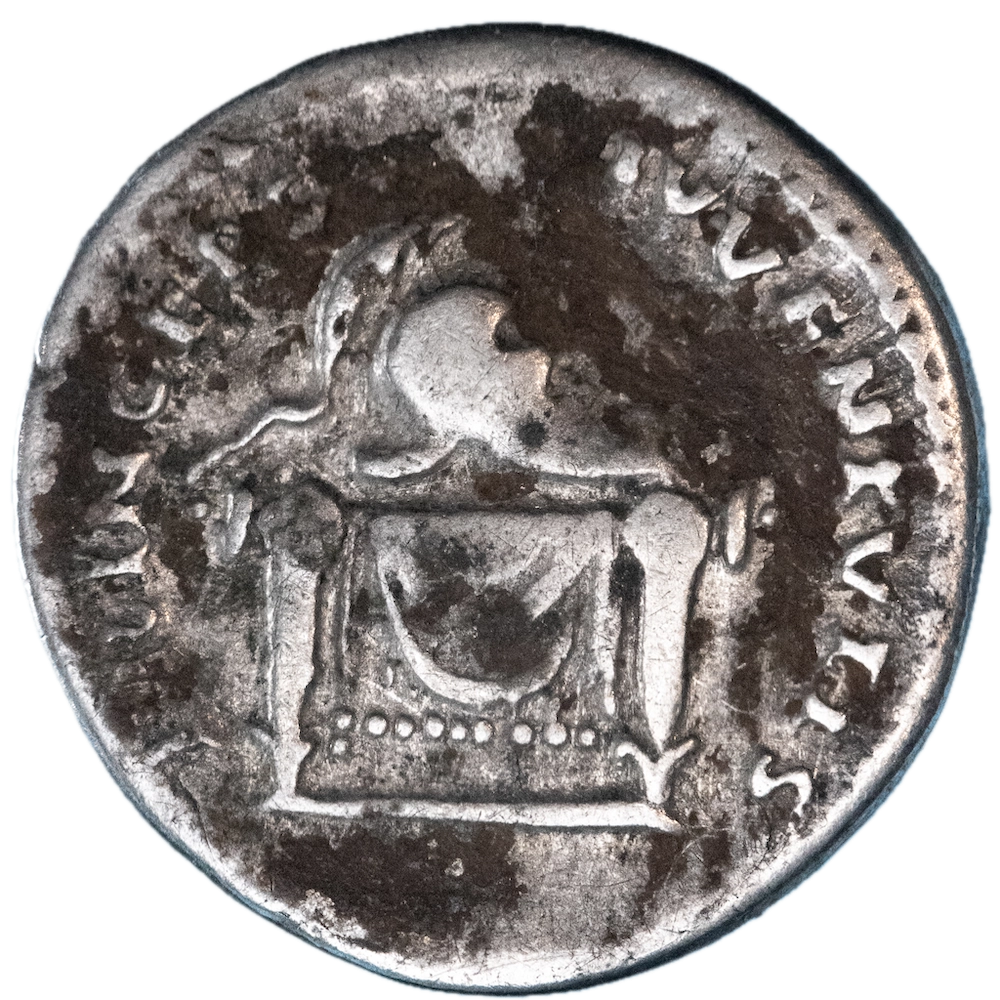 Roman Empire Denarius of Domitian with helmet crest Rome