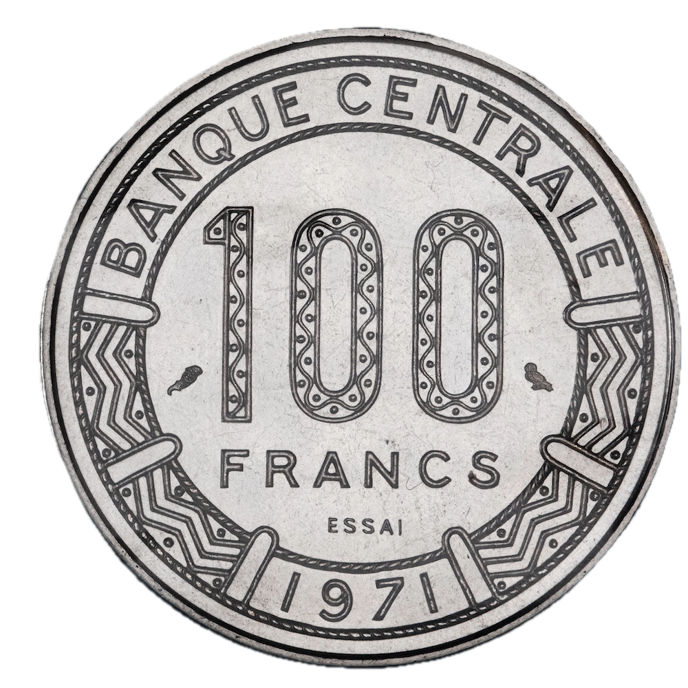Centrafrique - Essai de 100 francs Antilopes - 1971
