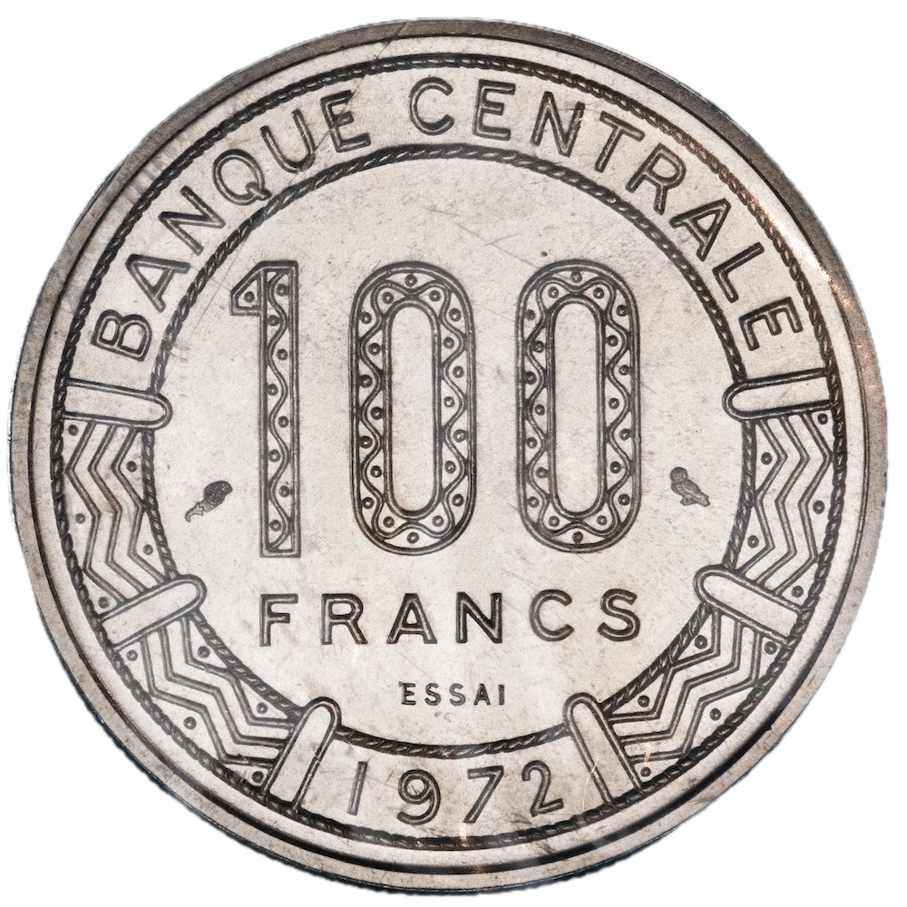 Cameroun Essai 100 francs Antilopes 1972 Paris