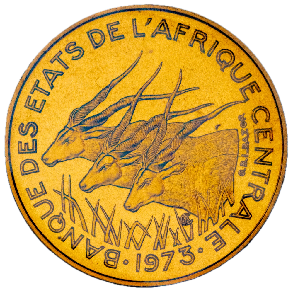 ÉTATS DE L'AFRIQUE CENTRALE Lot de deux essais de 5 et 10 Francs antilopes 1974 Paris