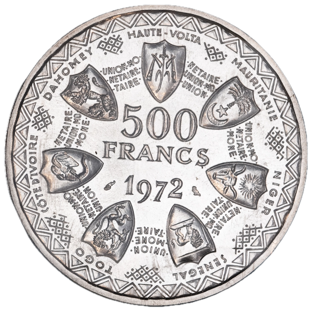 Afrique de l'Ouest - Essai de 500 francs union monétaire 1972 Paris
