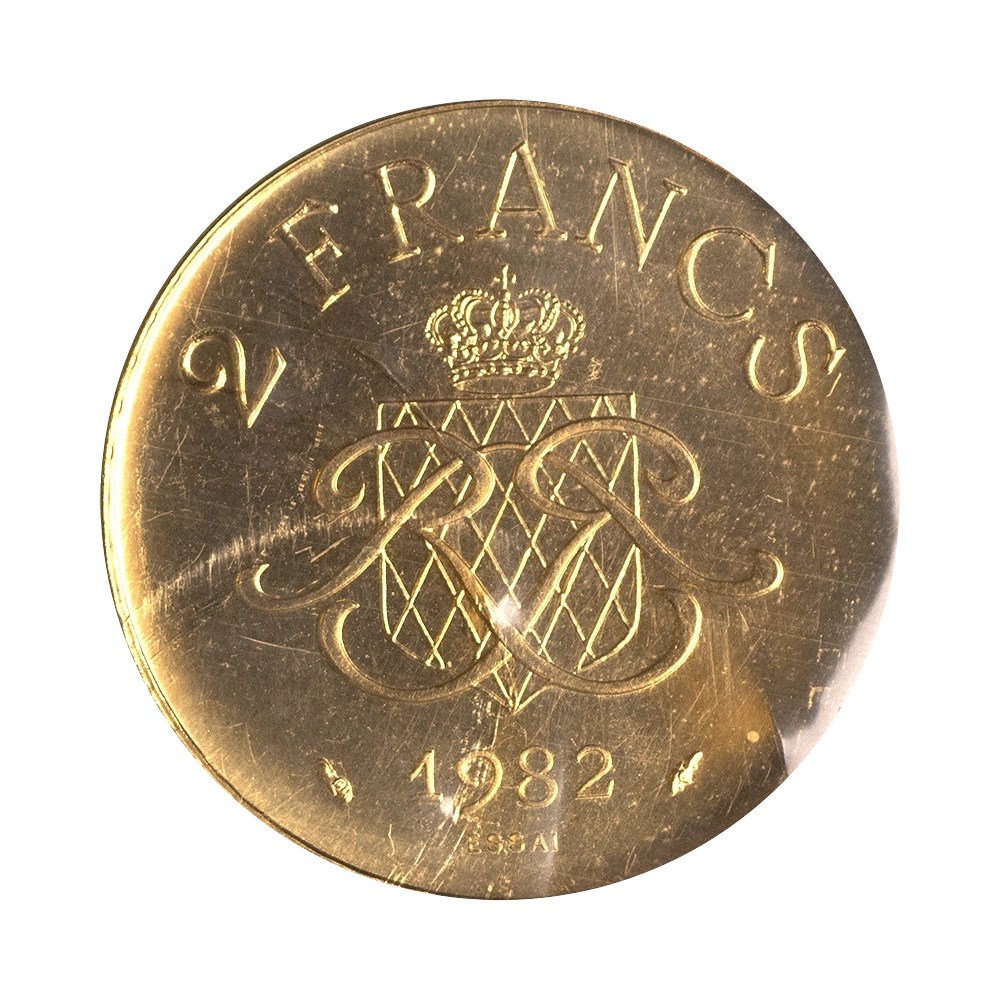 Monaco 2 francs Rainier III Prince of Monaco Essay Paris 1982