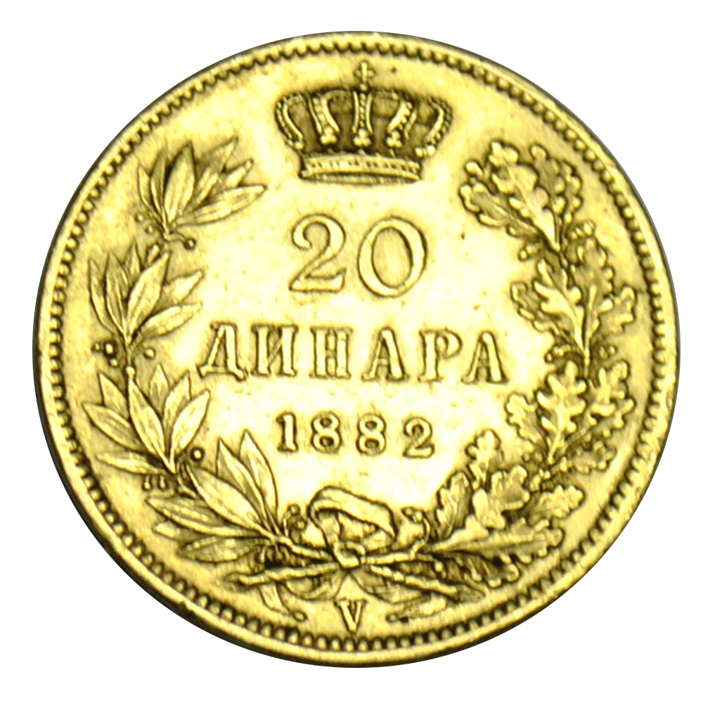 Serbie Milan IV Obrenovic 20 Dinara 1882 Vienne